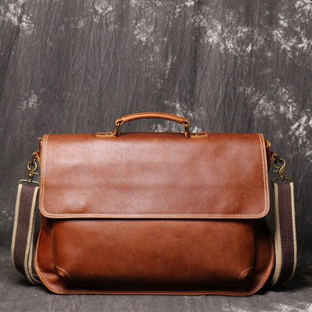 SAV™PremiumLeather Genuine leather Men Handbag large capacity Business Briefcase 15.6-inch Laptop Bag Crazy horse leather retro messenger bags
