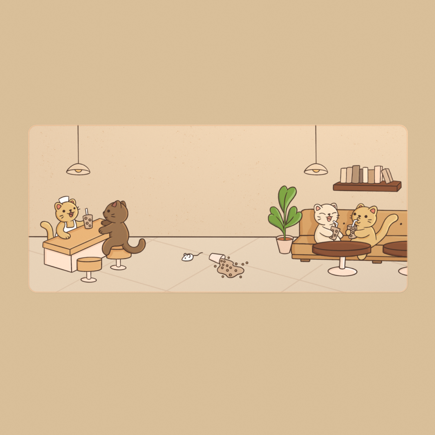 A top-down render of the Brown Sugar Boba deskmat