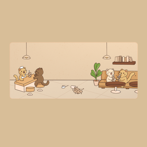 A top-down render of the Brown Sugar Boba deskmat