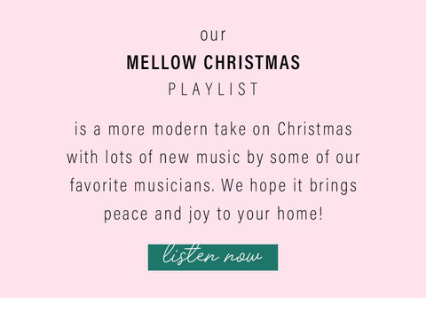 Our mellow Christmas playlist is a more modern take on Christmas with lots of new music by some of our favorite musicians. We hope it brings peace and joy to your home.