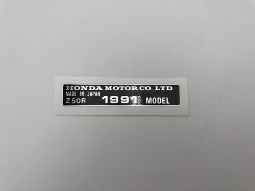 1991 Honda Z50R Frame Year Decal