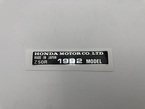1992 Honda Z50R Frame Year Decal
