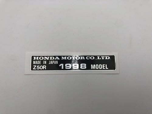 1998 Honda Z50R Frame Year Decal