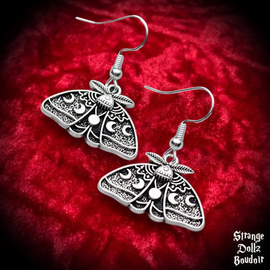  Luna Moth Earrings by d'ears Non-Tarnish Sterling