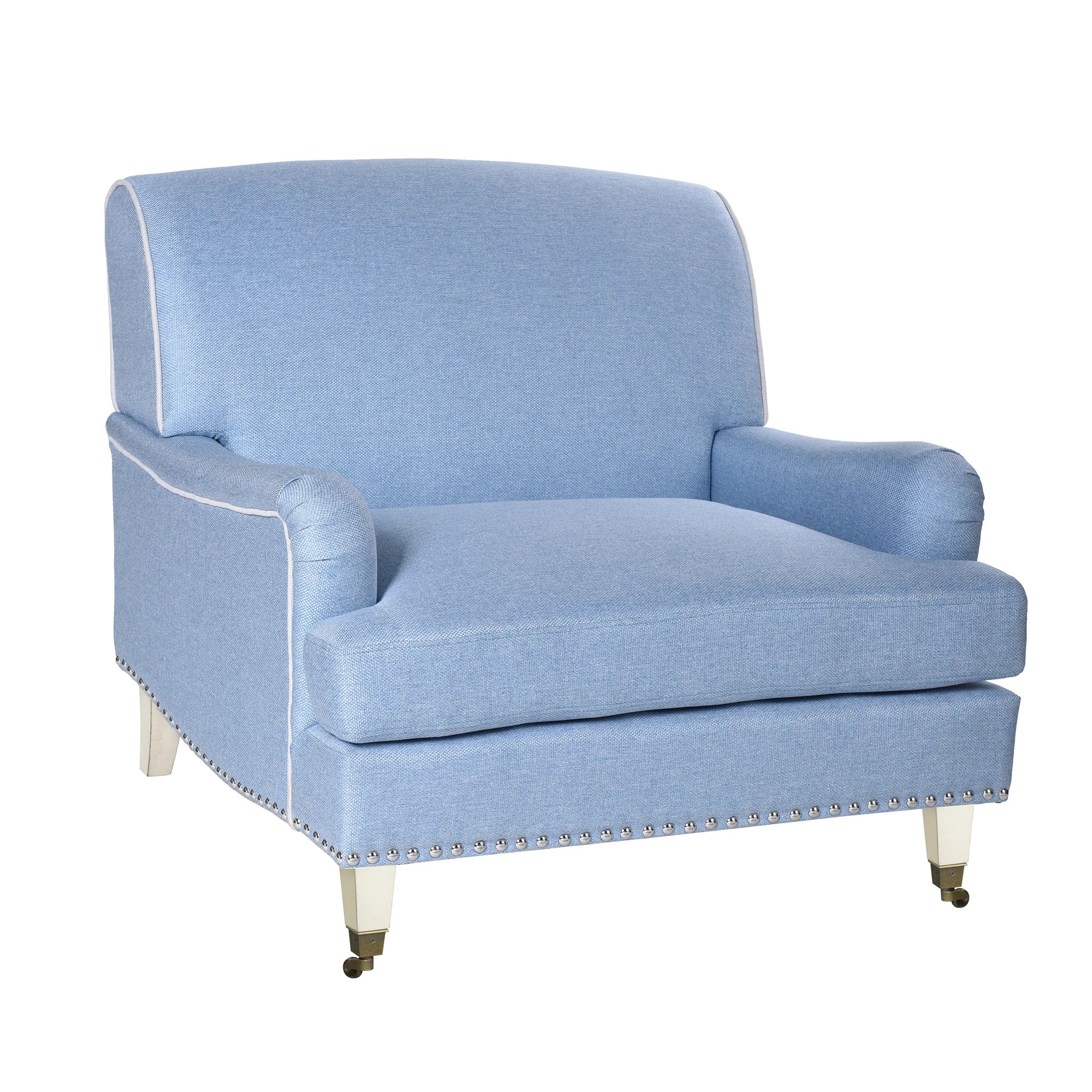 Baby Blue Accent Chair With Casters