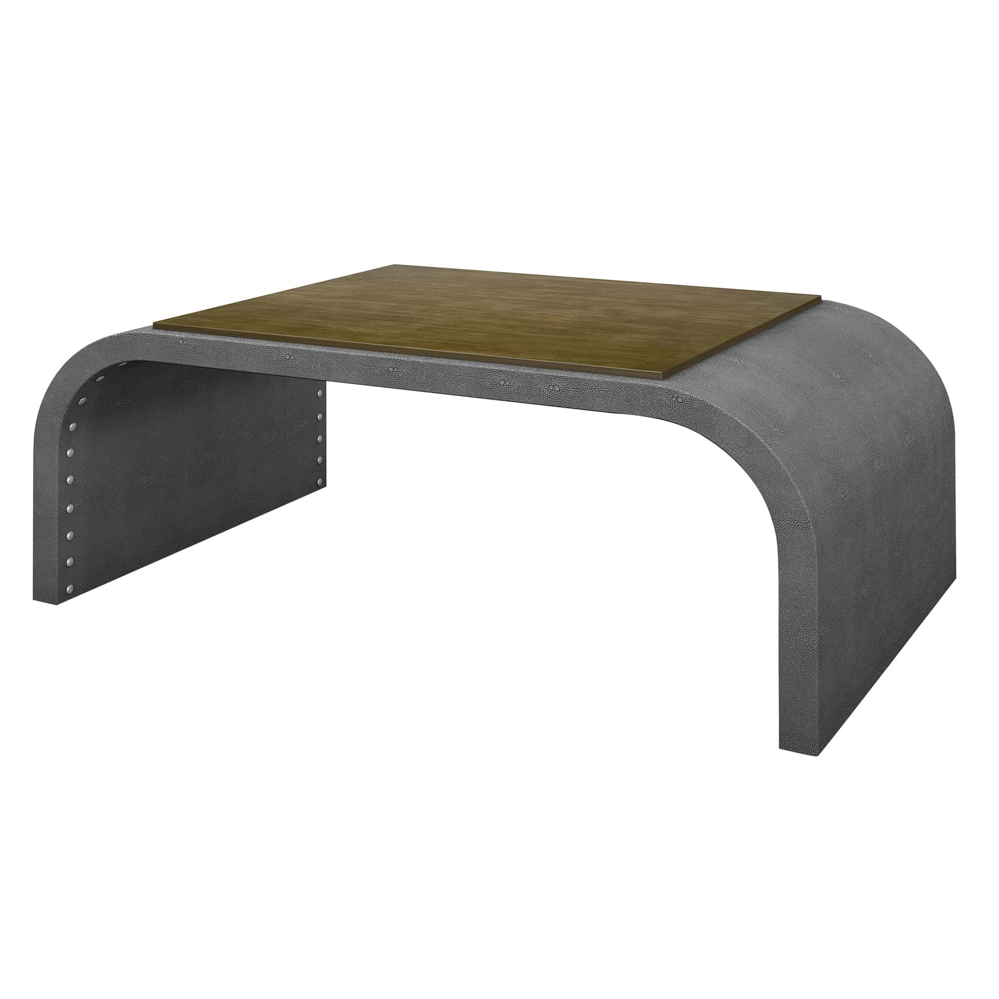 Dann Foley Lifestyle Cool Gray Waterfall Shagreen Coffee Table Elegant and Contemporary Centerpiece Solution