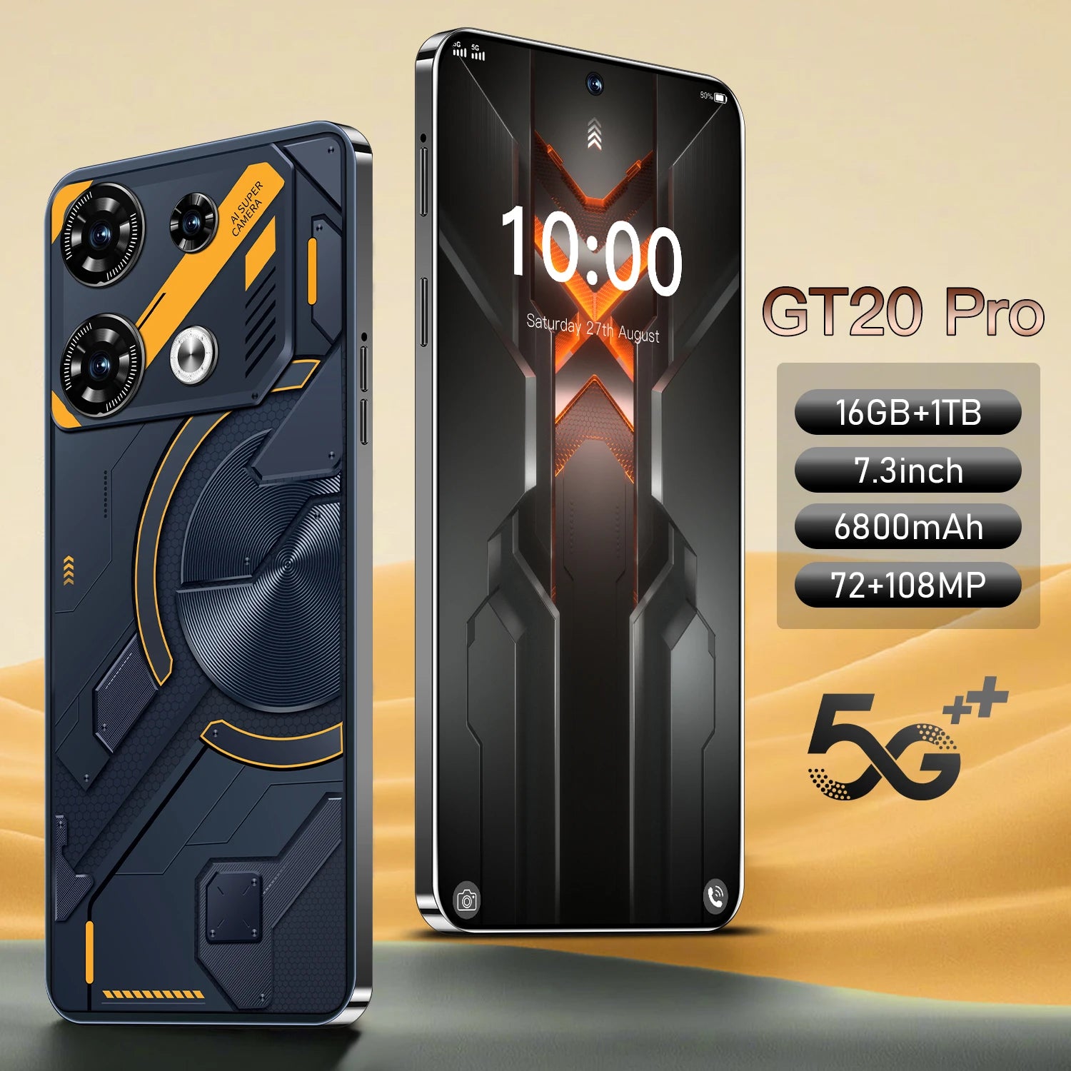 2024 GT20 Pro 7.3" HD Display 5G Smartphone Android Cell Phone 16GB+1TB Dual SIM 6800mAh