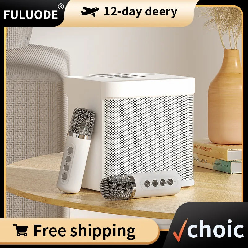 Dual Microphone Karaoke Machine for Adults and Kids Portable Bluetooth PA Speaker System with 2 Wireless Microphones for Home