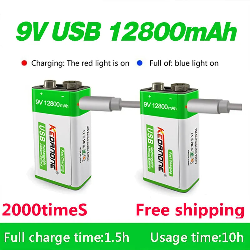 9V Rechargeable Lithium Batteries