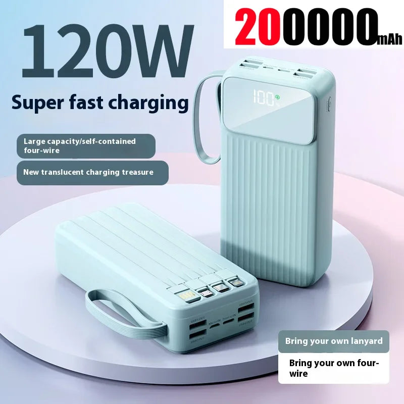200000mah Super Fast Charging Thin and Light 120W Power Bank Portable External Battery Power Bank For IPHONE Accessories