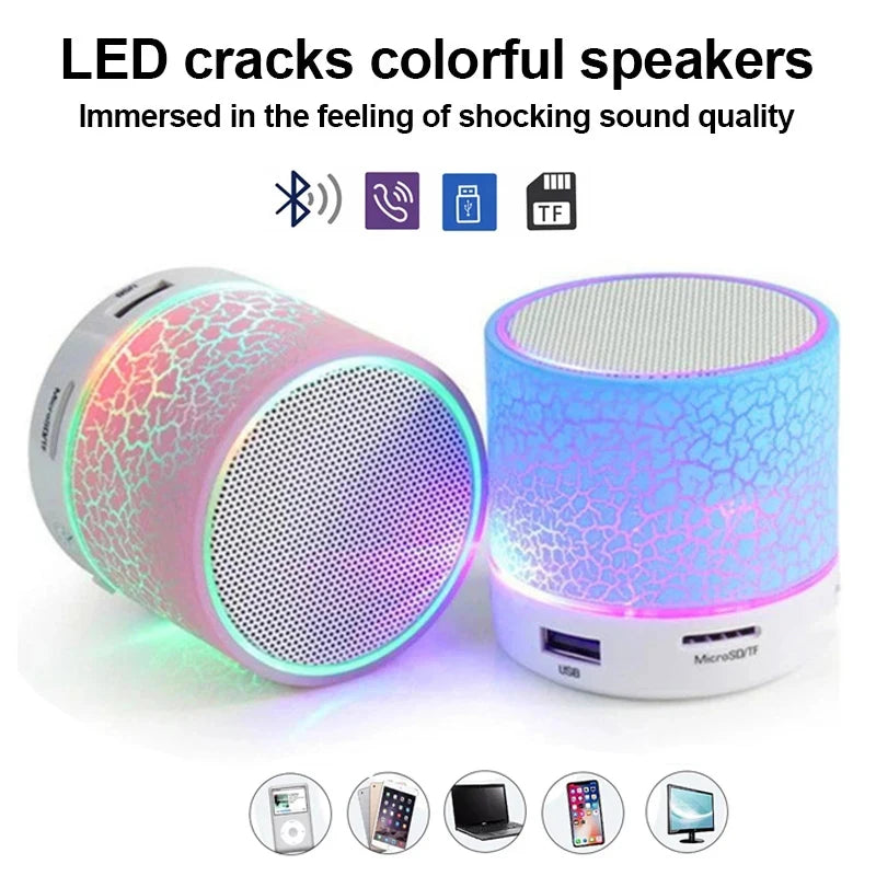 Portable A9 Wireless Bluetooth Mini Speakers Dazzling Crack LED Lights Car Audio Subwoofer