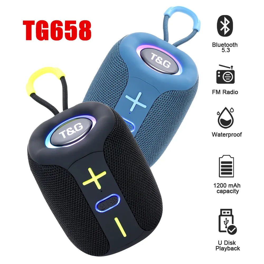 TG658 Portable Wireless Bluetooth Subwoofer Speaker Column Mini Bass FM TF BT Music Play speaker