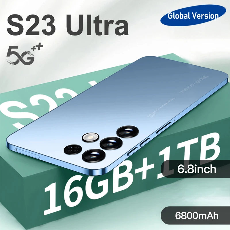 2024 S23 Ultra 6.8" Display Smartphone Android Global Version Smartphone 4G/5G Face ID 16GB+1TB 6800mAh