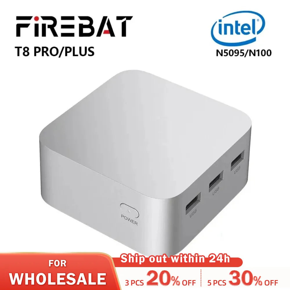 FIREBAT T8 Pro Plus Mini PC Intel Celeron N5095 N100 Desktop Gaming Computer 8GB 16GB 256GB 512GB DDR4 DDR5 WIFI5 BT4.2