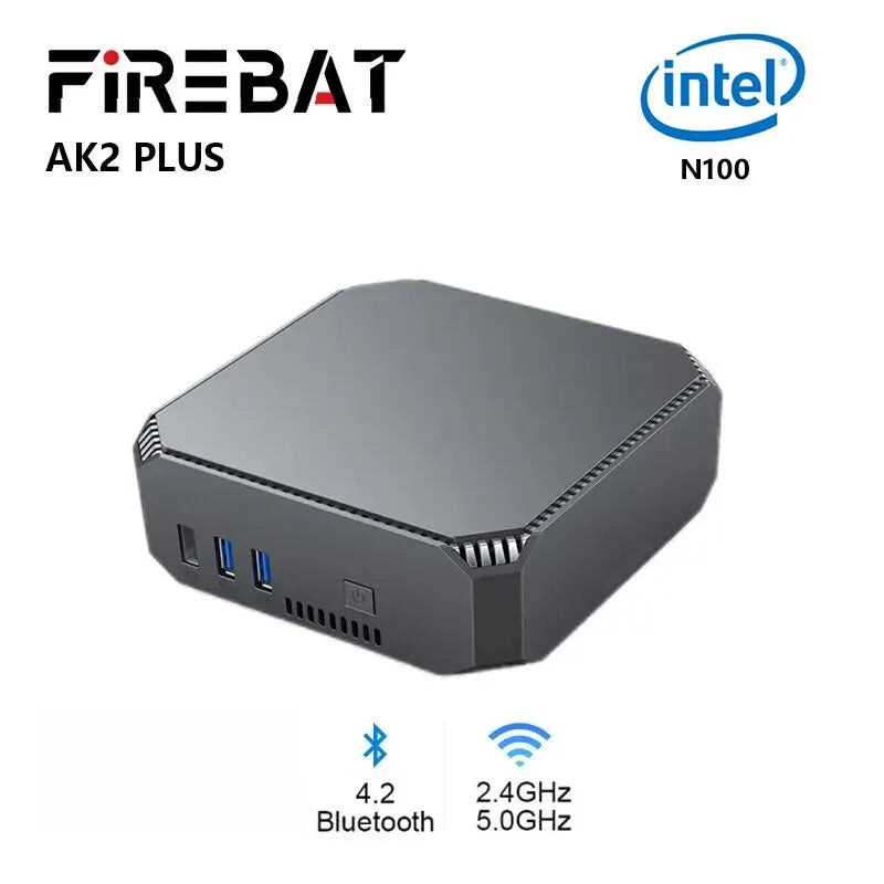 FIREBAT AK2 PLUS Intel N100 Mini PC Desktop Gaming Computer With Dual Band, WIFI 16GB 512GB