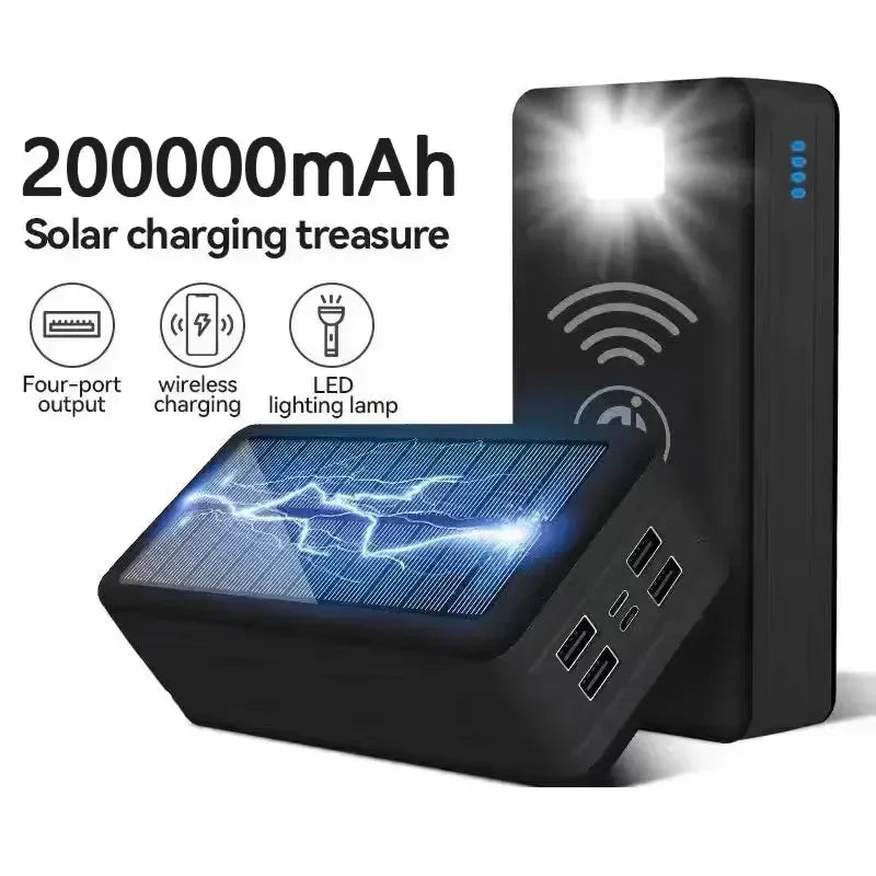 200000mah Solar Power Bank 200000mAh Large Capacity Fast Charging External Battery