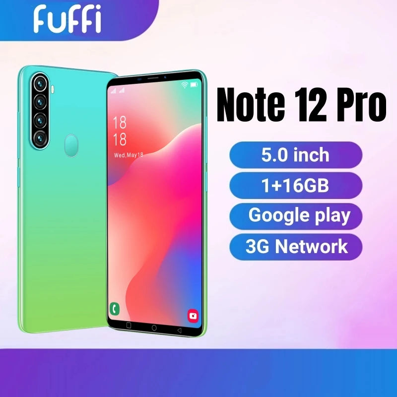 Note 12 Pro Cell phone 5.0 " Display   Android Smartphone With Google Play Store And 3G Network Dual SIM
