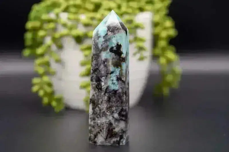 Amazonite with Smoky Quartz Tower 5"