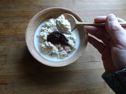 porridge in a wooden bowl