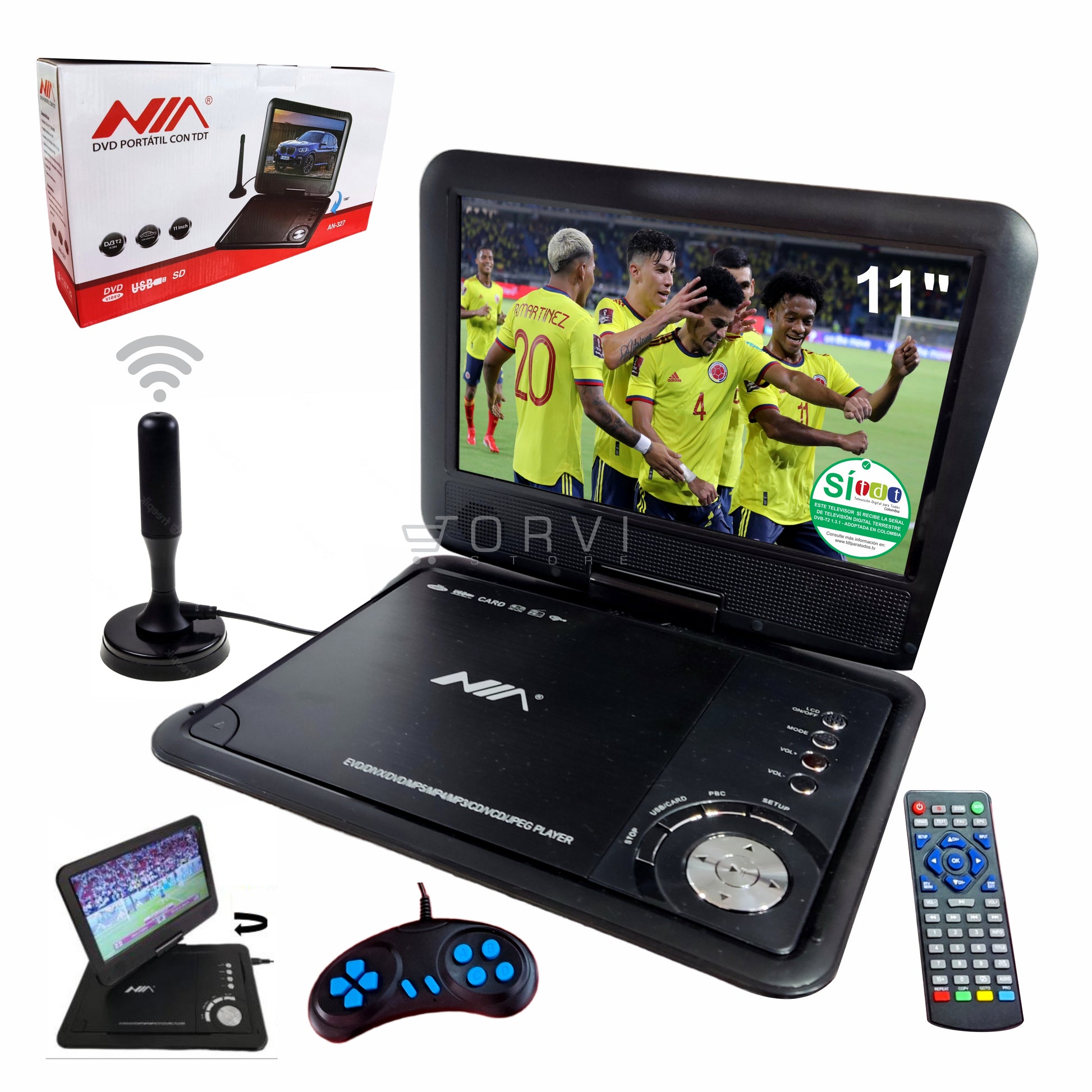 Reproductor Televisor 11 pulgadas Dvd Portatil Con Fm Mp3 Mp4 Jueg – JORVI STORE