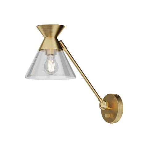 Kelowna Brass and Glass Swing Arm Plug-In Wall Lamp with USB-Outlet Sh –  Joanna Home