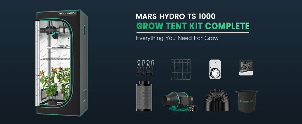Mars Hydro TS 1000 LED 70x70x160cm Tent Full Kits Carbon Filter