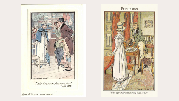 Jane Austen Novels illustrations featuring Regency Style Dresses