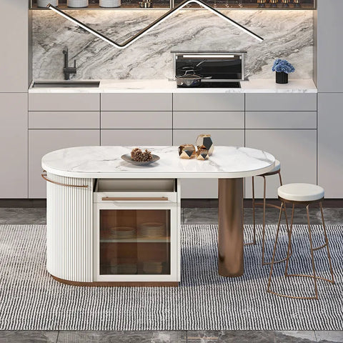 72'' Oval Sintered Stone Kitchen Island