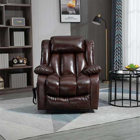 36" Brown Leather Power Lift Recliner Chair