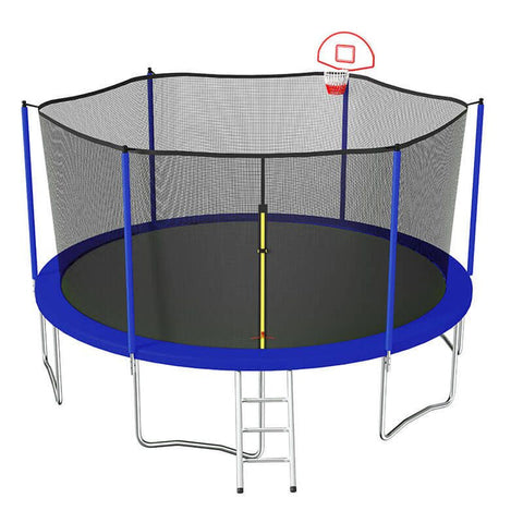 15FT Blue Trampoline for Kids with Safety Enclosure Net