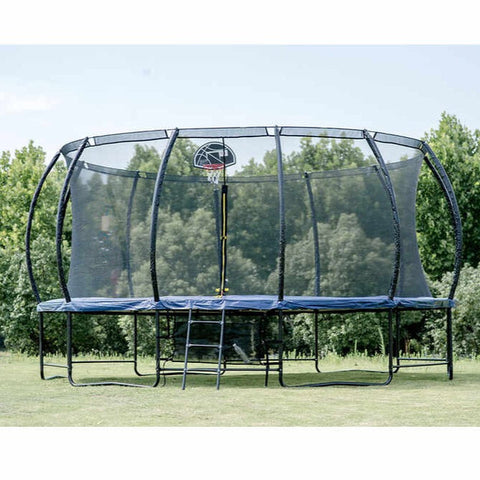 16FT Blue Steel Trampoline with Basketball Hoop