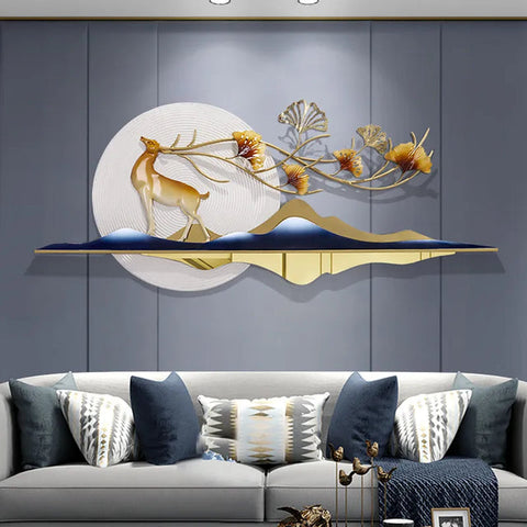 Ginkgo Leaves Deer Metal Wall Decor