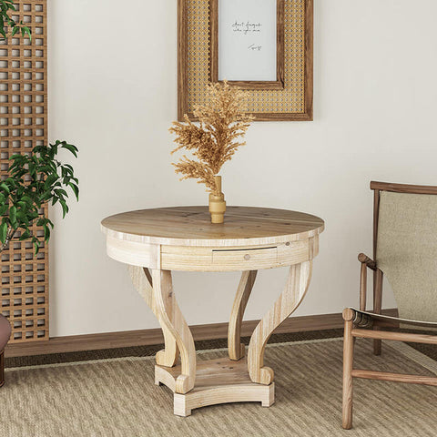 Natural Wood Side Table