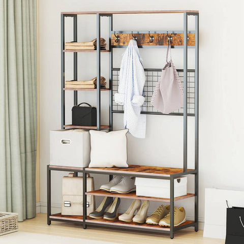 4-in-1 Entryway rack with Side Storage Shelves