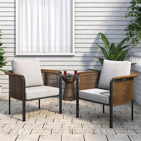 3 Piece Patio Set - with Rattan sofas & Glass Top Table