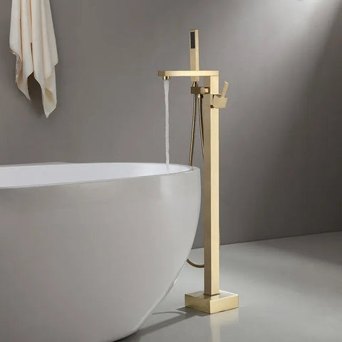 Gold Brushed Freestanding Bathtub Faucet