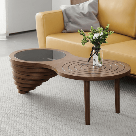 Farmhouse Coffee Table with Tempered-Glass