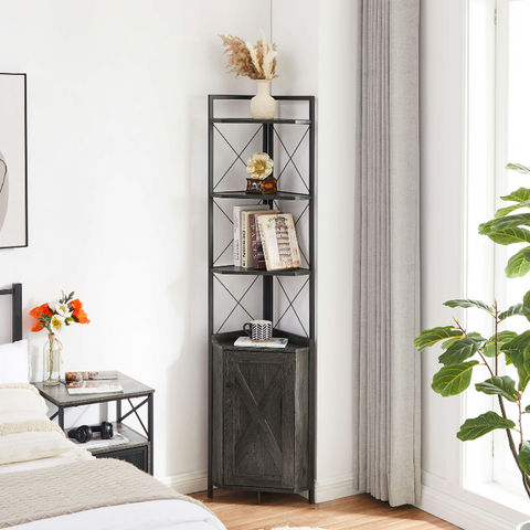 5-Tier Corner Cabinet Shelf with Storage