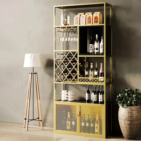 5-tier freestanding gold christmas wine rack cabinet