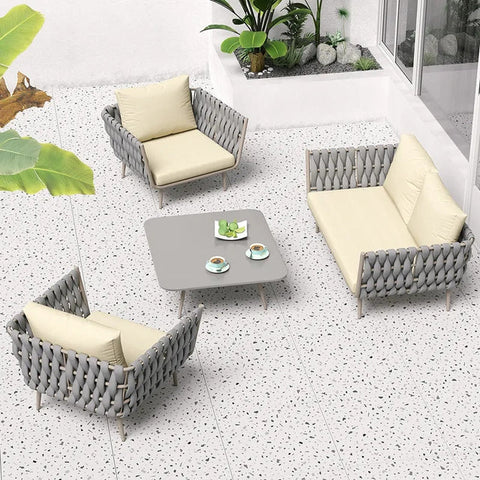 4 Pieces Outdoor Sectional Woven seat set