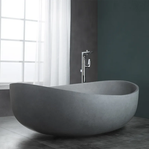 Gray Oval Freestanding Bathtub