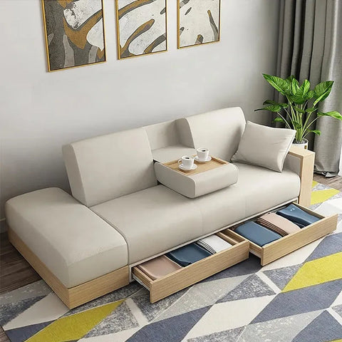 80.7" White Modern Convertible Sofa