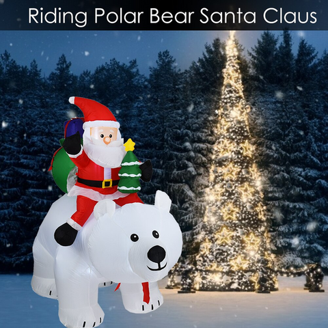 Christmas Inflatables Santa Riding Head Shaking Polar Bear