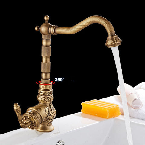 Rotable Vintage Brass kitchen faucet