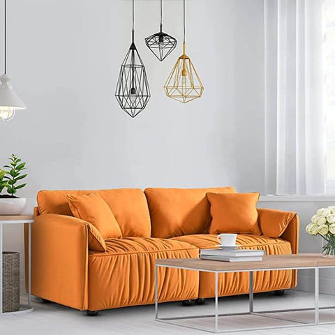 Modern Upholstered Couch Loveseat with 2 Pillows