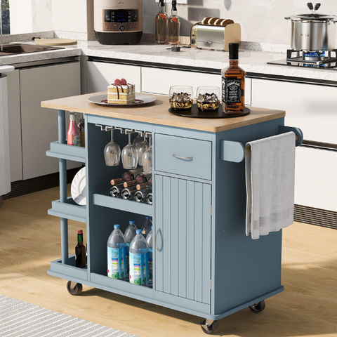 Kitchen cart cabinet with spacious storage shelves