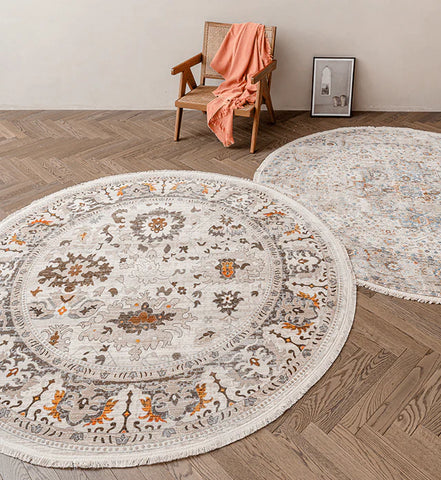 round area rug with flower