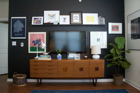 A minimalist gallery as a tv stand decor