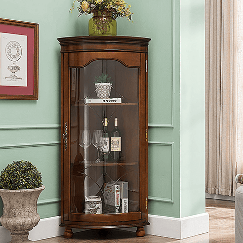 Triangle Corner Cabinet with Glass Door