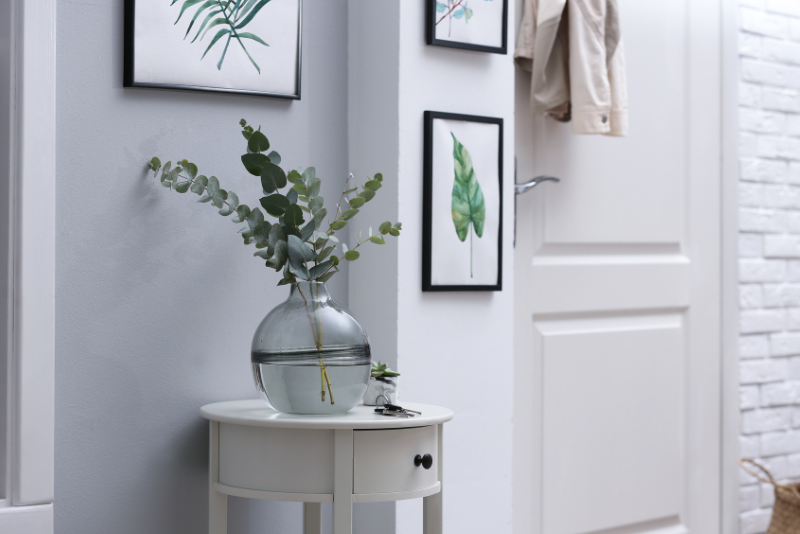 an hallway with white walls